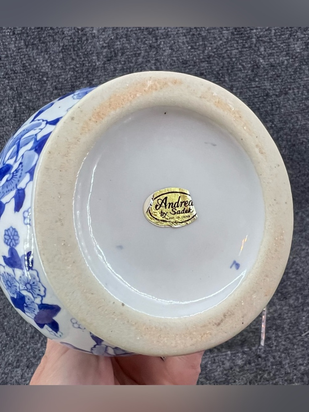 Vtg Andrea by Sadek Blue & White 8.5”Floral Porcelain Pitcher Vase - Picture 5 of 10